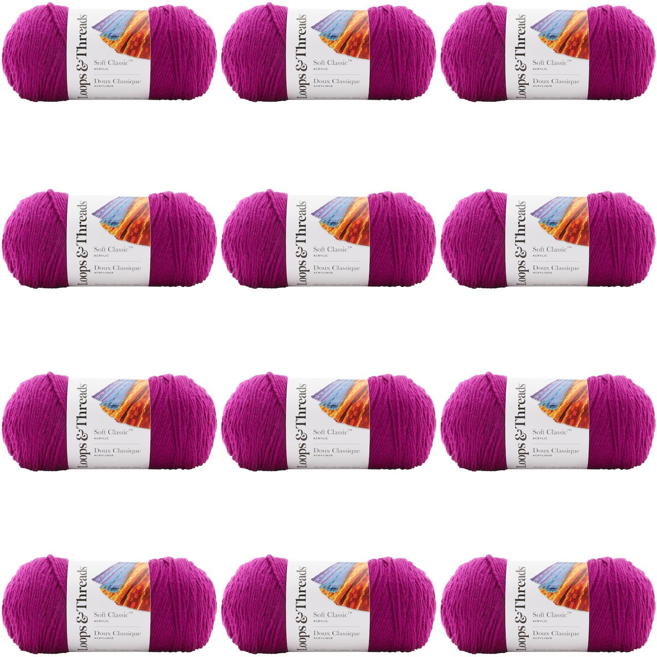 12 Pack: Soft Classic™ Solid Yarn by Loops & Threads®